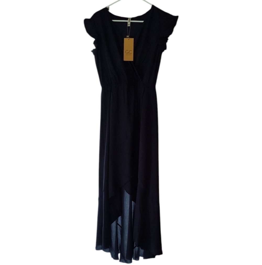 NWT Grecerelle Navy Blue High Low Dress Size M